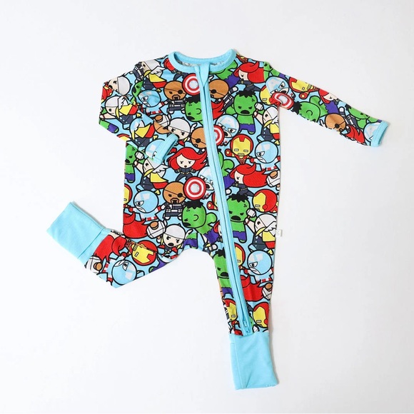 Little Snuggles Bamboo Zippy Pajamas Baby Marvel Captain America Iron Man Hulk - Picture 3 of 5